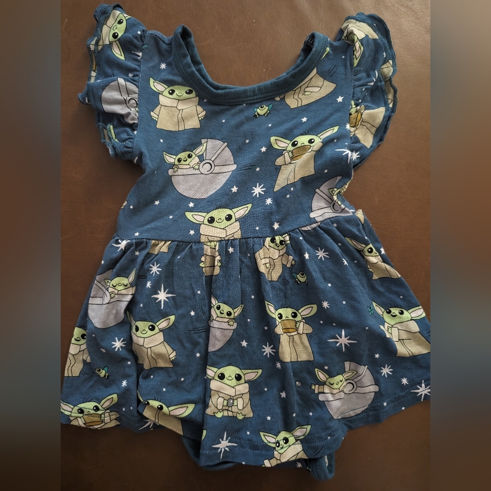 Little Sleepies Star Wars Yoda bamboo twirl dress bodysuit 0-3